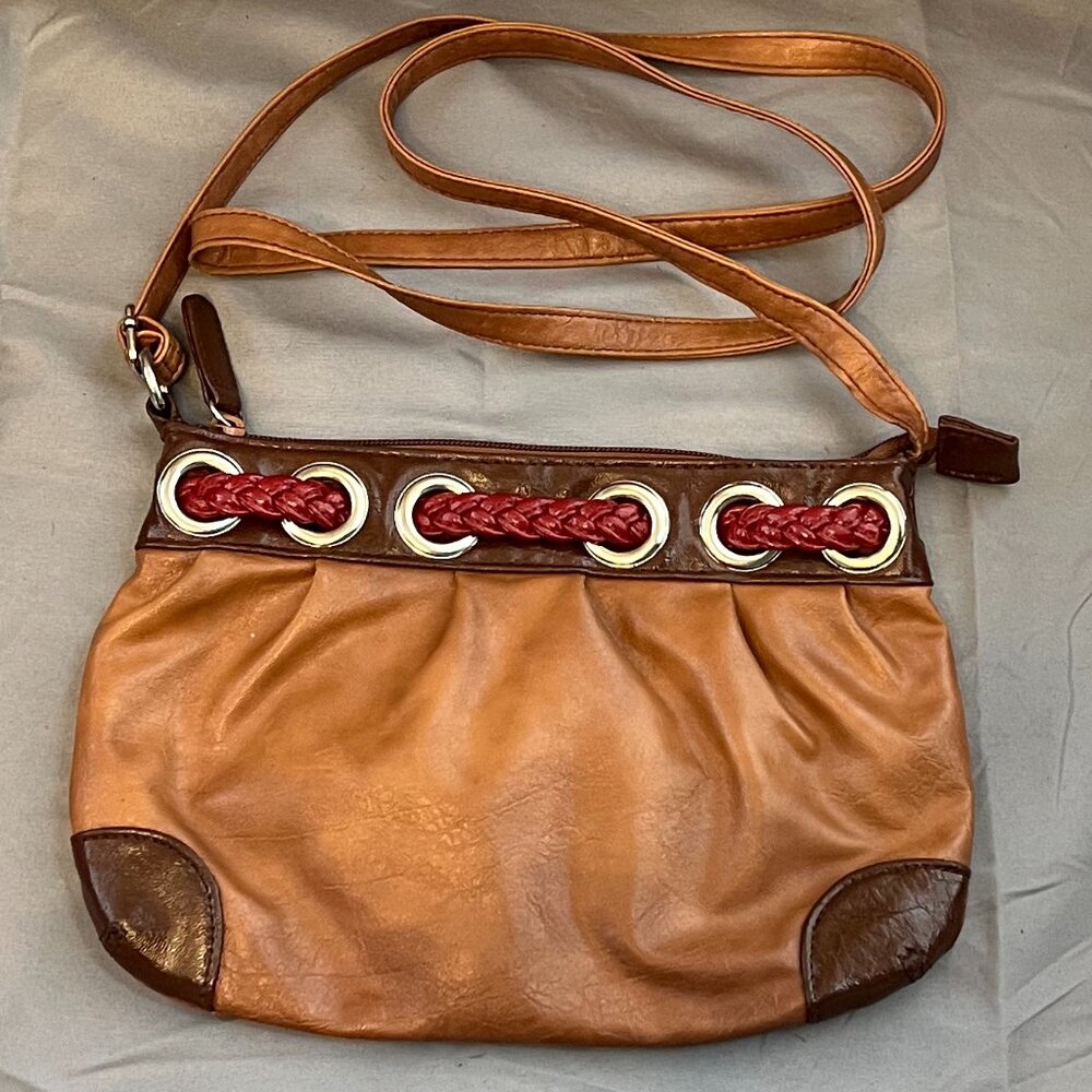 Brown Vegan Leather Crossbody with Braid Detail